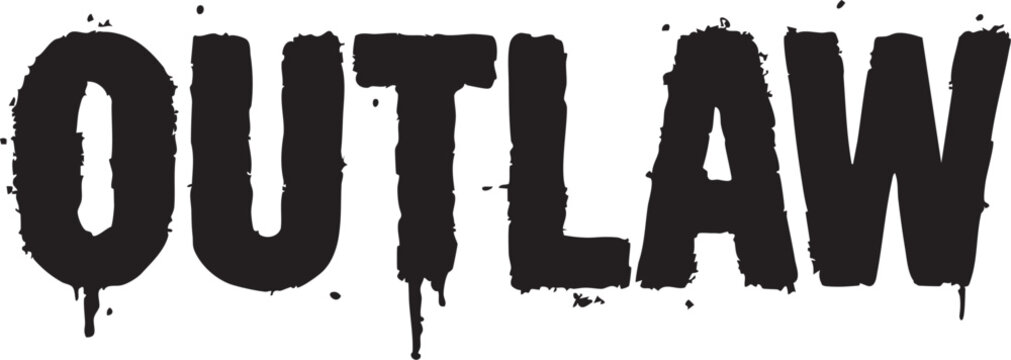 a grunge style black stamp with the word outlaw on a white background, typography design element
