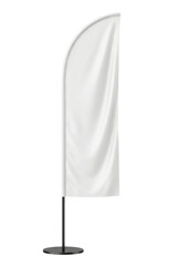 Blank white teardrop feather flag side view isolated. Outdoor advertising mockup. © PNG Lab