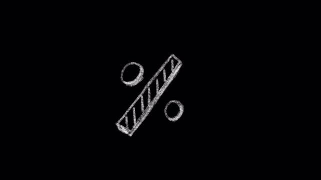 Per cent animated icon with chalk drawing effect. Video clip with alpha channel.