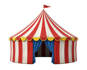 Red and white striped circus tent isolated. Carnival event concept. © PNG Lab