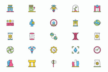 Obraz premium Future technology and innovation flat line icon set