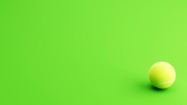 Tennis Ball Rolling Left to Right and Right to Left, on Green Background with Copy Space, 3D Animation