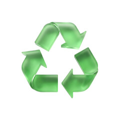 Obraz premium Recycling symbol flat design with three green arrows in circular motion vector illustration