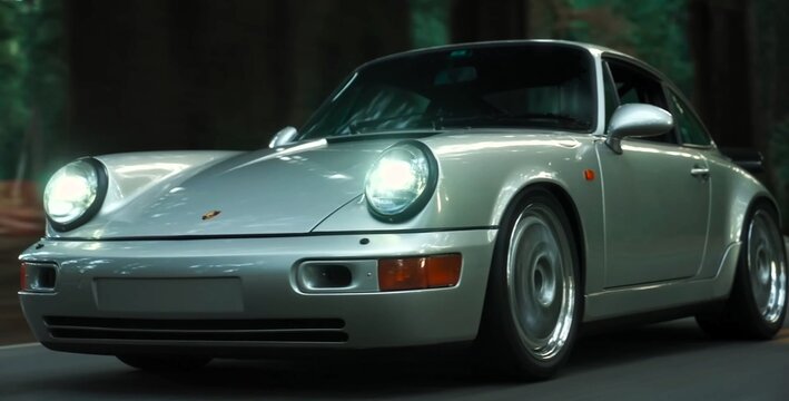 Porsche 964, Retro, Classic sports car, lifestyle. silver sports car