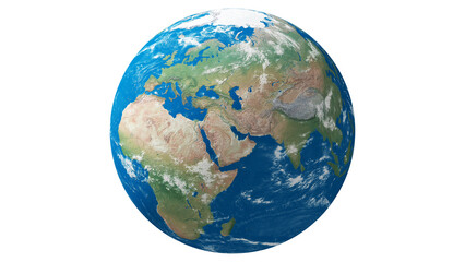Obraz premium earth globe , view of middle east , Europe , Asia and Africa isolated on transparent background
