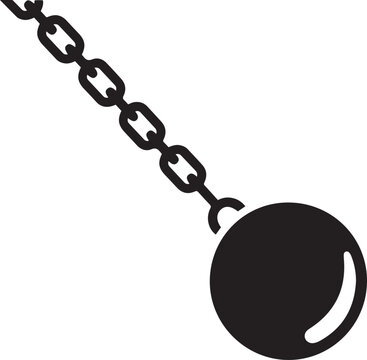 Industrial wrecking ball vector illustration in black and white representing demolition equipment heavy construction machinery and engineering industry tools