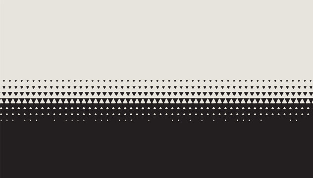 A minimalist abstract design featuring a black and white geometric triangle gradient pattern.