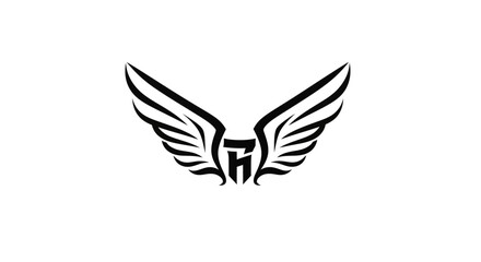 Obraz premium Elegant winged emblem representing freedom and strength in a minimalist design.