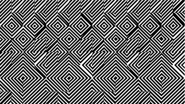 Black and white optical illusion pattern with diamond shapes op art graphic design geometric abstract
