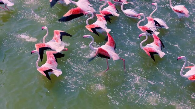 Flamingos flying in rann of kutch