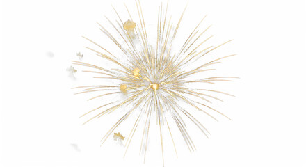 Fototapeta premium Golden sparkling firework exploding in the air with sparks and smoke particles around it transparent background
