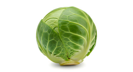 Fototapeta premium A fresh green cabbage on a white background for healthy eating and nutrition