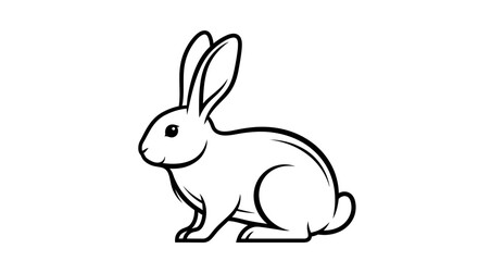 Obraz premium Simple Line Art Drawing of a Rabbit on a White Background.
