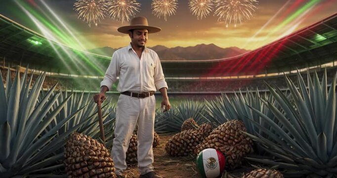 hombre, agave, estadio, festejo, mundial, copa del mundo, tequila, balon, gorros, horticultura, gente, agricultor, naturaleza, huerta, sonriente, cow-boy, par, seniors, fruta, persona, sonrisa, alimen