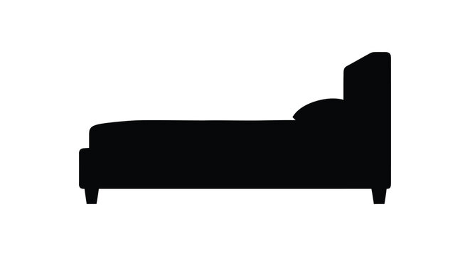 A minimalist depiction of a daybed presented as a striking silhouette