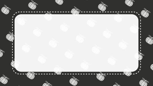 Halloween Pumpkin Background with White Copy Space and Dotted Rounded Frame Animation