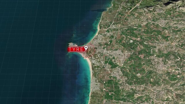 Tyre City Map Zoom In Animation with Location Pin