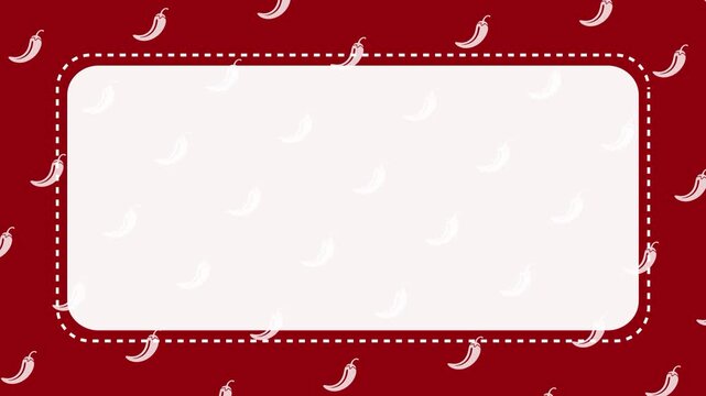Red Chili Pepper Pattern Background with White Copy Space Animation