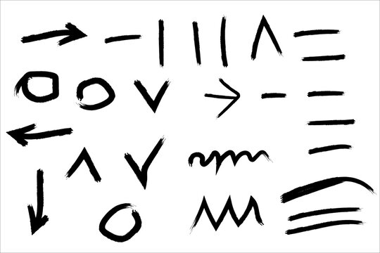 black arrow brush stroke pointing down