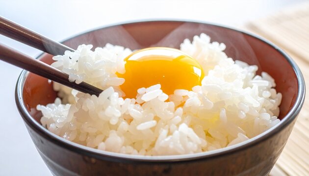 Japanese Tamago Kake Gohan with Soy and Scallions