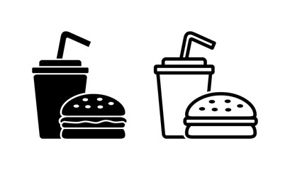 ikona napoju z rurką i kanapka. Ilustracja wektorowa. © robert6666