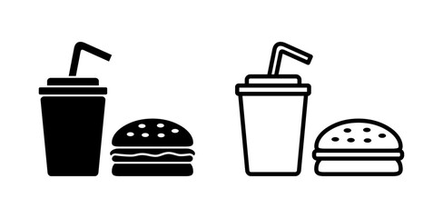 ikona napoju z rurką i kanapka. Ilustracja wektorowa. © robert6666