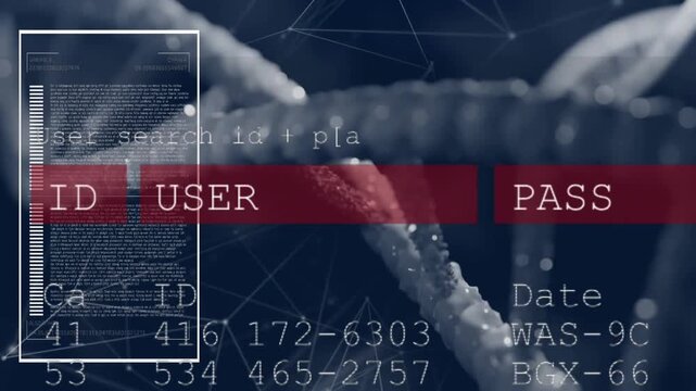 CGI DNA helix centering pulsing while user search initiating genomics UI updating with status
