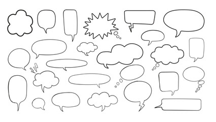 Fototapeta premium Collection of various comic book style speech bubbles and thought clouds
