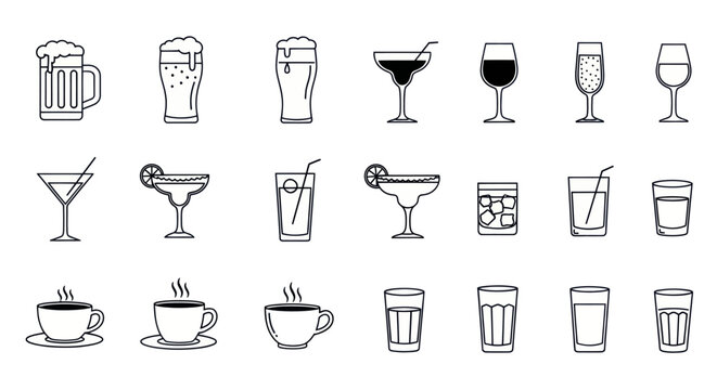 Variety of alcoholic and non alcoholic drinks.
