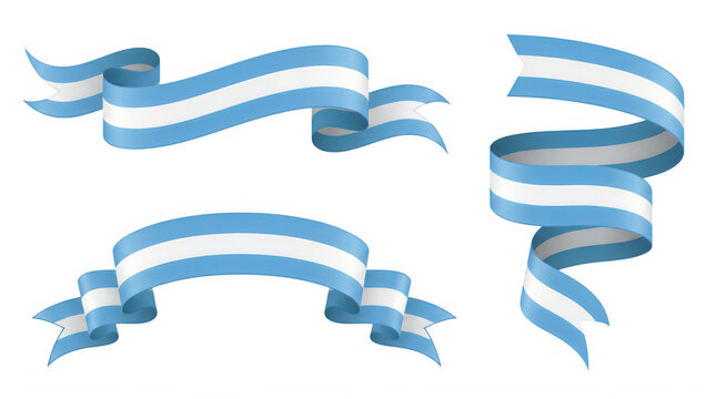 Argentina flag ribbon banners set in watercolor style isolated on transparent background