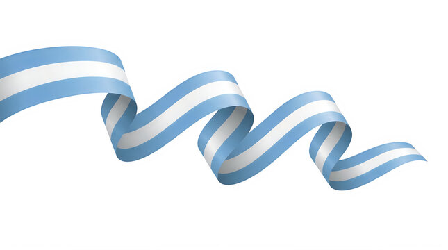 Wavy ribbon with Argentina flag colors isolated on white isolated on transparent background