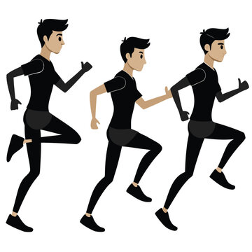 Illustration of a man running depicted in three sequential phases of motion