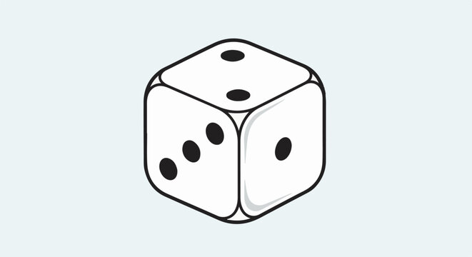 A single white die with black dots showing the numbers two, three, and four