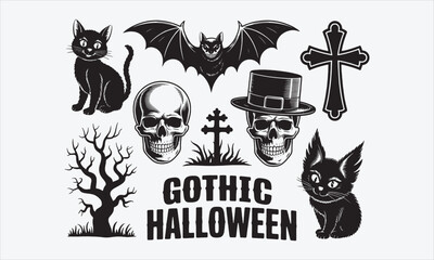 Fototapeta premium Vector Collection Photocopy Texture Halloween Collage Gothic Retro