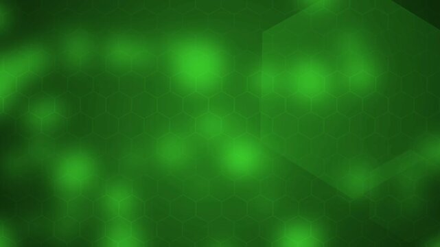 Abstract hexagon background animation, subtle hexagon pattern and bokeh lights