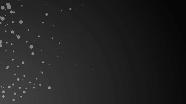 Hexagonal bokeh gradient background animation, Scattered hexagonal bokeh shapes animated