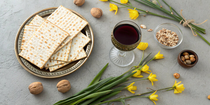 Freshly baked bread with herbs and a small jar of honey on a rustic wooden table