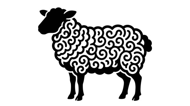 Black Sheep with Swirling Pattern Wool.