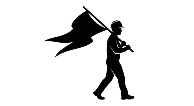 Protest, activist, flag, silhouette, black, vector icon, demonstration, activism, politics, social movement