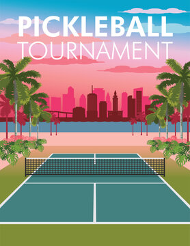 Miami Pickleball Tournament Template Vector Illustration