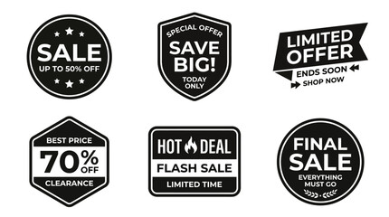 Fototapeta premium Black and white sale labels.