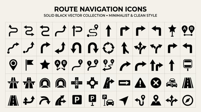 Navigation Icons Vector Route Symbols.