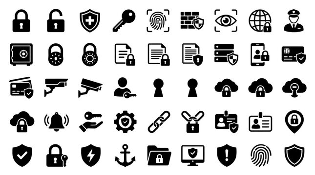 Security icons and symbols collection.
