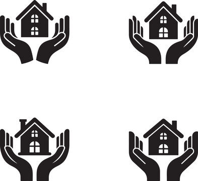 A comprehensive set of vector house icons and real estate symbols featuring modern home architecture, roof designs, and urban property elements for business logo and web construction illustration