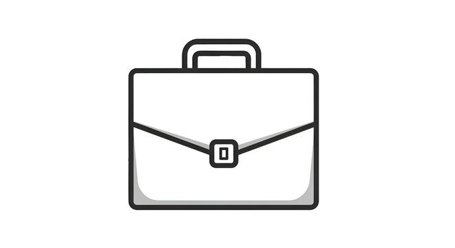 Minimalist line art of a white briefcase with a dark gray outline business portfolio office document case work accessory icon