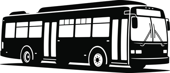 City Bus, Public Transportation, Vector Illustration, Black and White © Jihadul