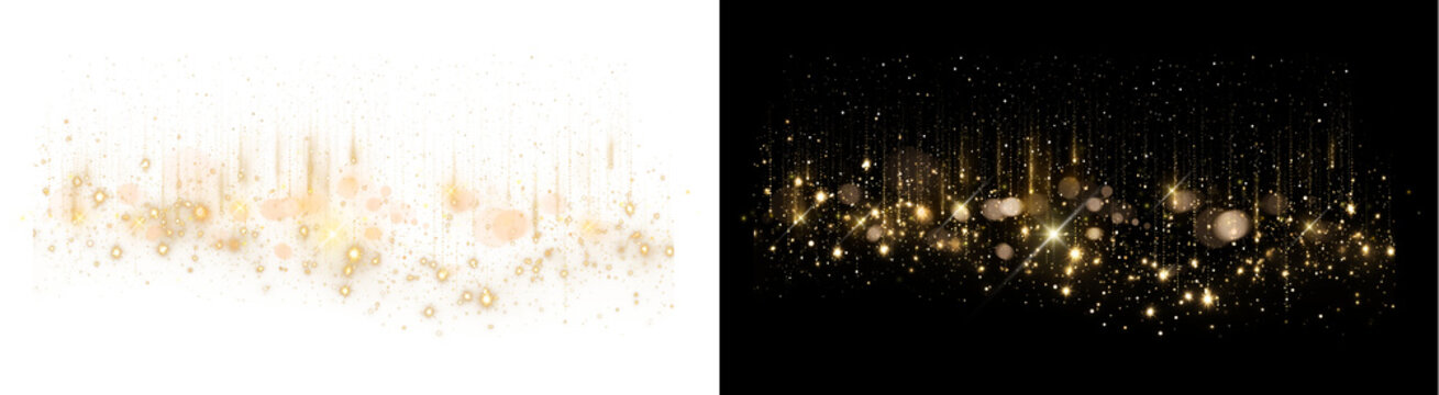 PNG image of&nbsp;Abstract golden glowing particle stream with shimmering star dust bokeh effect light streaks isolated on transparent background