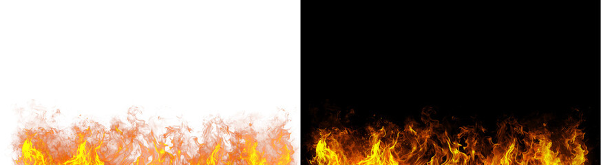 PNG image of Vibrant realistic fire flames rising from the bottom edge of this high resolution frame on transparent background © MariaAlam