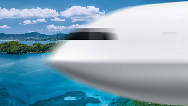 Airplane Transition Color Left 4K Alpha Channel &ndash; Flying Plane Animation Transition, Colorful Travel Scene Cut with Transparent Background for Video Editing