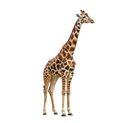 Obraz premium Giraffe standing isolated on black background